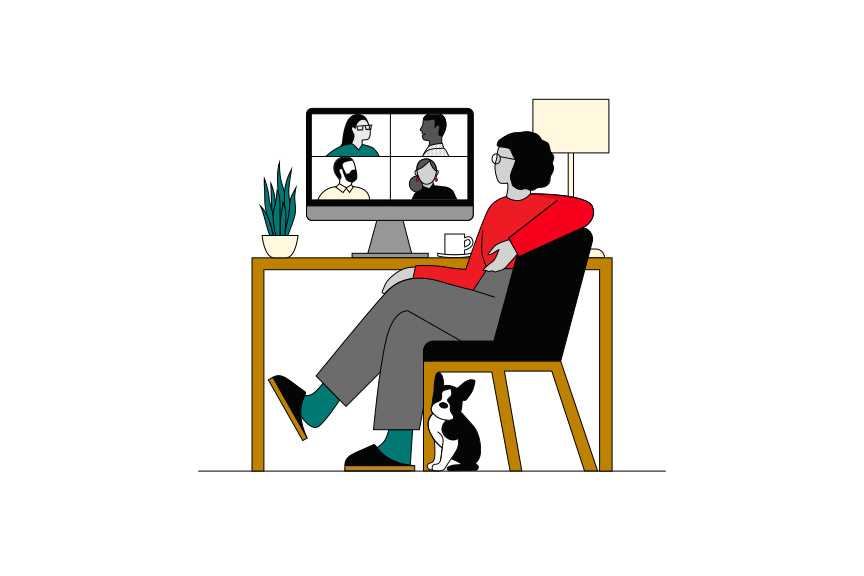 Woman attending a virtual meeting