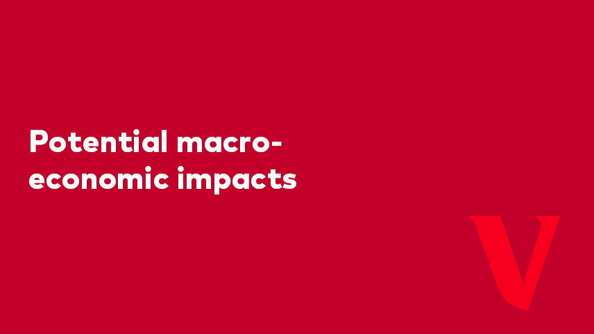 Potential macro-ecomonic impacts video overlay on red background with Vanguard V.