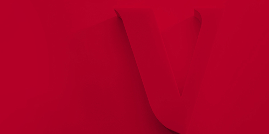 Multi-dimensional Vanguard V on red background