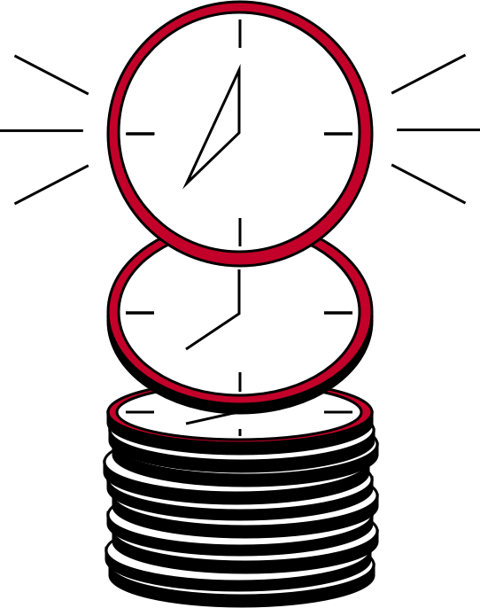 A stack of clocks are representing that compounding over time is important.