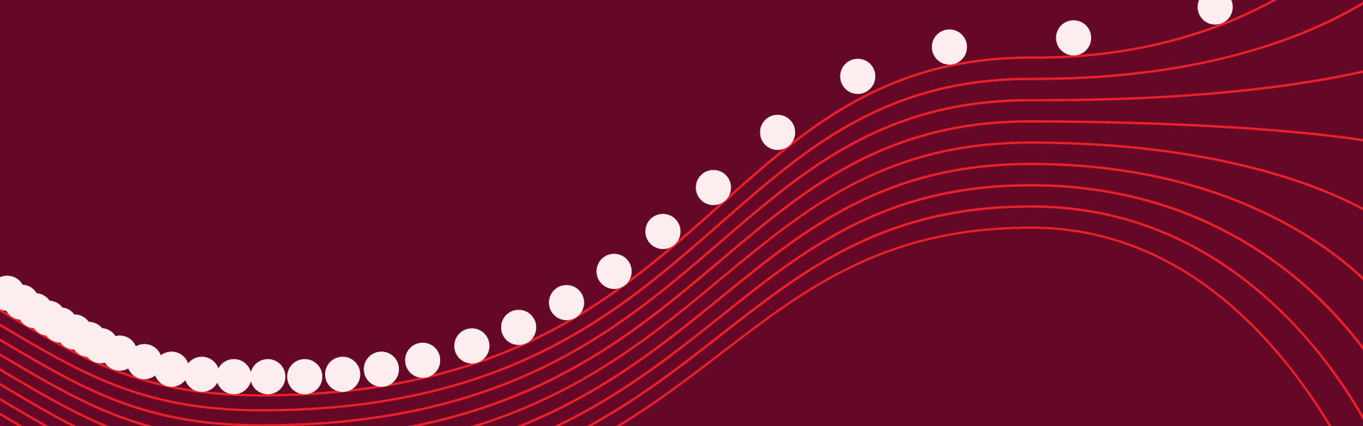 Multiple circles move along curved path on red background.