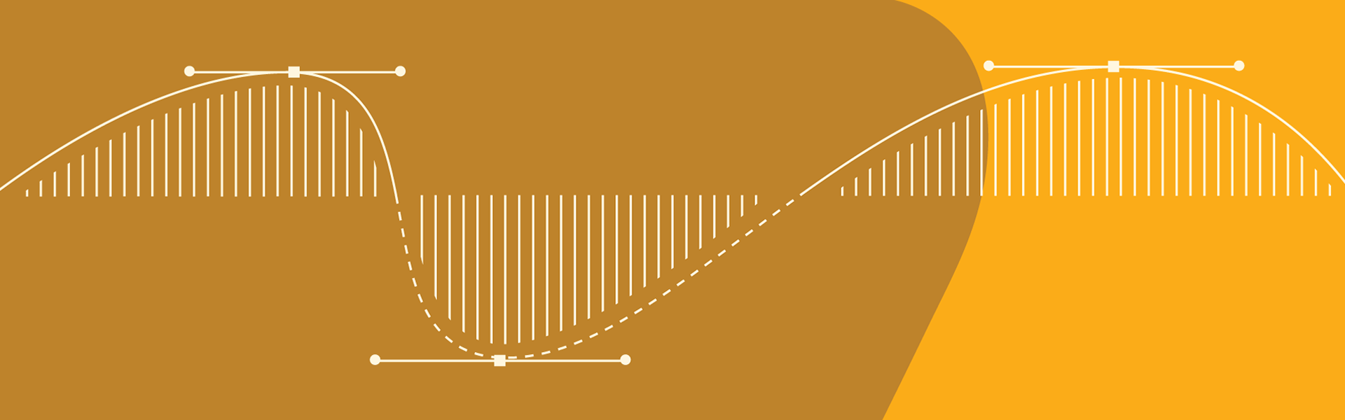 Curving line graph on yellow background.