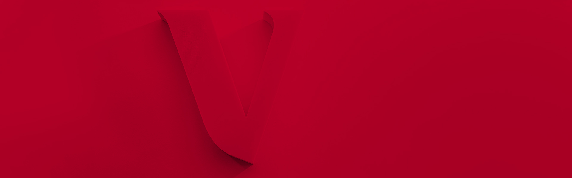 3D rendering large red V on a red background