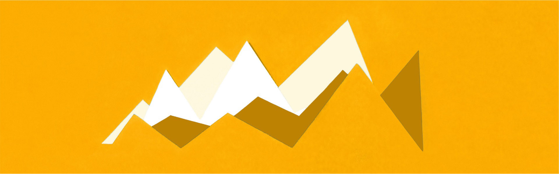 A yellow graphic depicts the peaks and valleys of a mountain range.