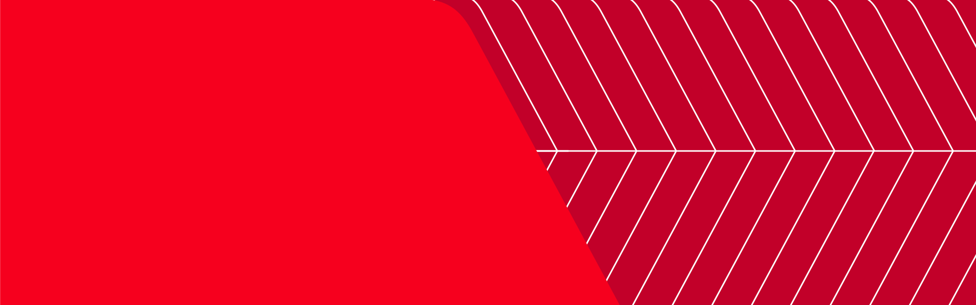 Horizontal red graphic with a white arrow pattern at far right.