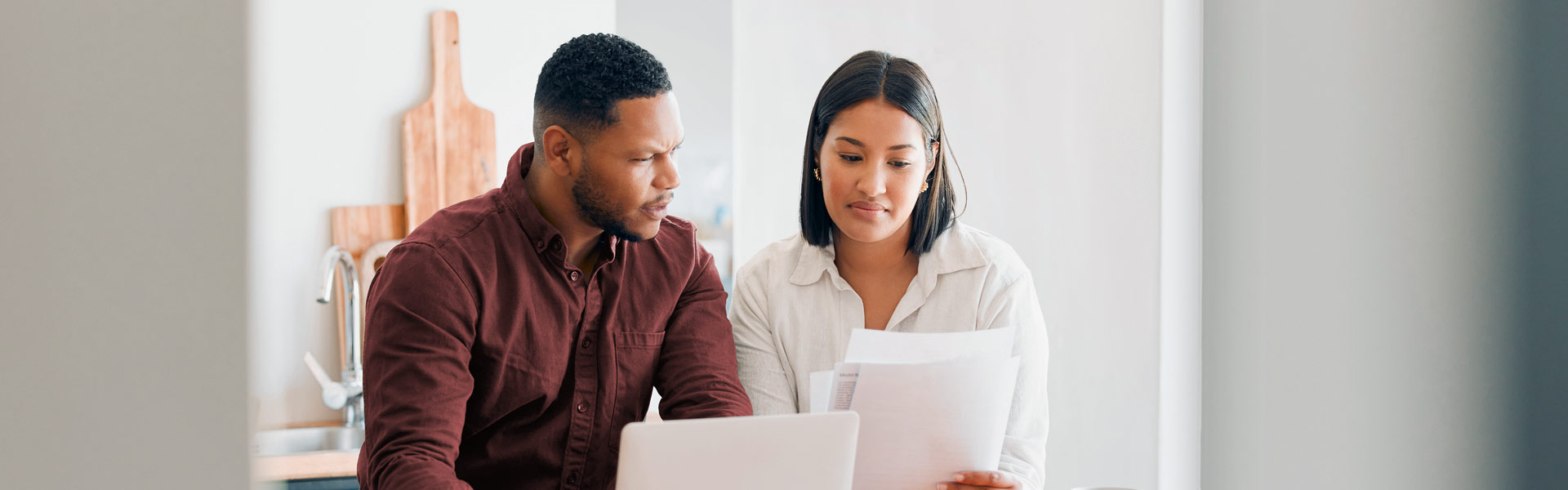  A couple looking at financial documents