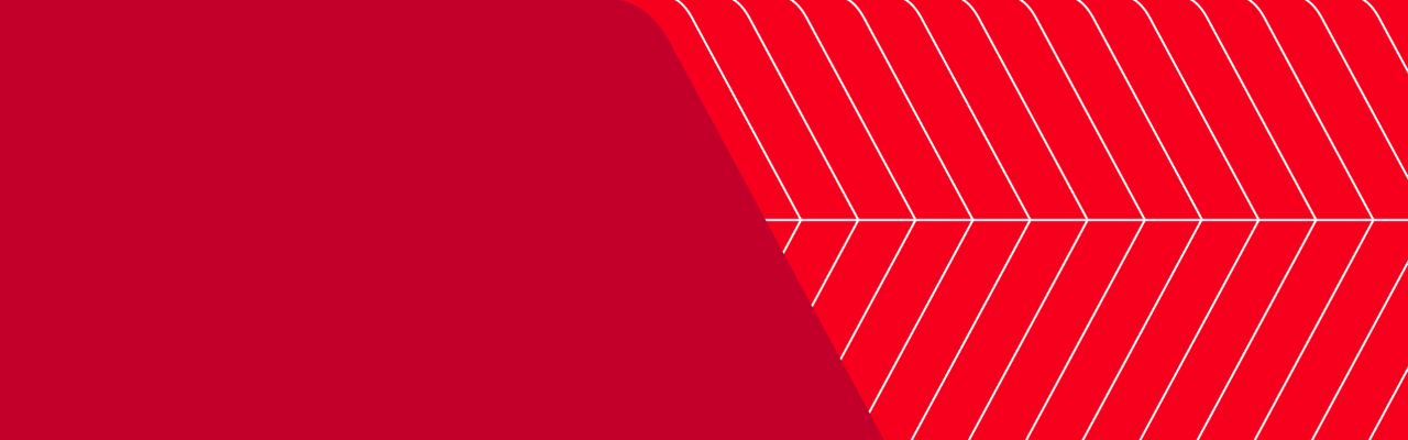 Red banner with white text stating "Our mid-year economic and market outlook is now available." A button below the text reads 'Read article.' The right side of the banner features a pattern of white chevrons on a red background.