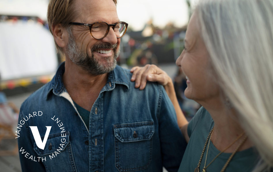 Man and woman smiling at each other
