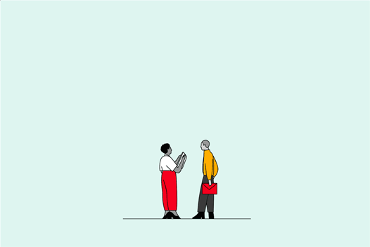 Animated Gif of a woman showing a man a book that has a tree pop out of it.
