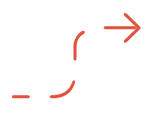 Red dashed arrow on a white background, starting with a short horizontal dash on the left, curving upward in an 'S' shape, and ending pointing straight to the right.