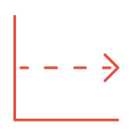 Simple red line graph with a vertical and horizontal axis; a dashed horizontal line extends from the vertical axis to the right, ending in an arrowhead, indicating a constant trend over time.
