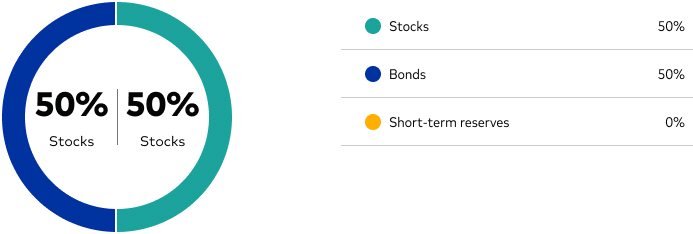 50% stocks 50% bonds data visualization 