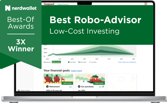 Laptop with Best Robo-Advisor Low-Cost Investing and 3X Winner of Best-Of Awards