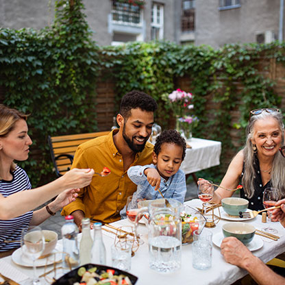 Family having lunch.
